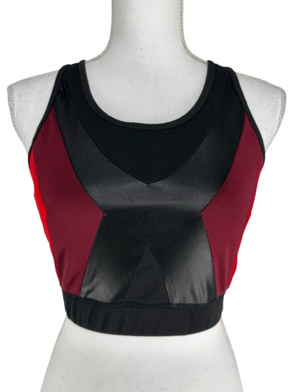 KIMBERLY C / Black Red Maroon Sports Bra Crop Top / Small / Summer Goth Festival
